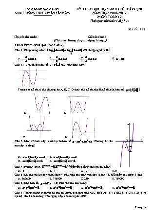 Đề thi môn Toán Lớp 12 - Kỳ thi chọn học sinh giỏi cấp cụm - Mã đề 121 - Sở GD&ĐT Bắc Giang