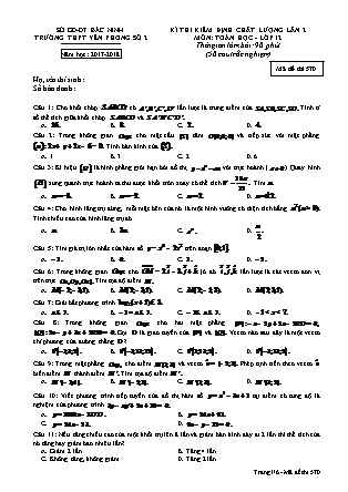 Đề thi môn Toán Lớp 12 - Kỳ thi kiểm định chất lượng lần 2 - Mã đề 570 - Năm học 2017-2018 - Trường THPT Yên Phong
