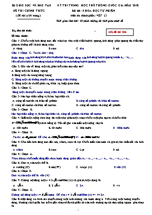 Đề thi môn Vật lý Lớp 12 - Kỳ thi trung học phổ thông Quốc gia năm 2018 - Mã đề 206 (Có đáp án)