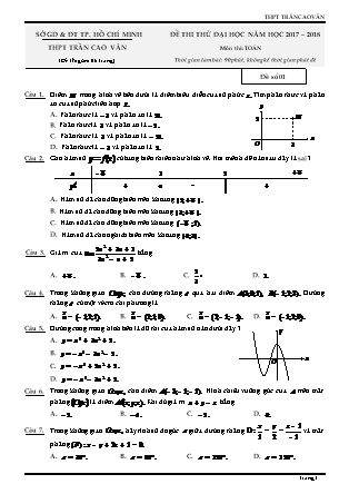 Đề thi thử Đại học môn Toán Lớp 12 - Đề số 01 - Năm học 2017-2018 - Trường THPT Trần Cao Vân