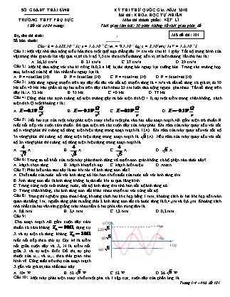 Đề thi thử Quốc gia năm 2018 môn Vật lý - Mã đề 101 - Trường THPT Phục Dực