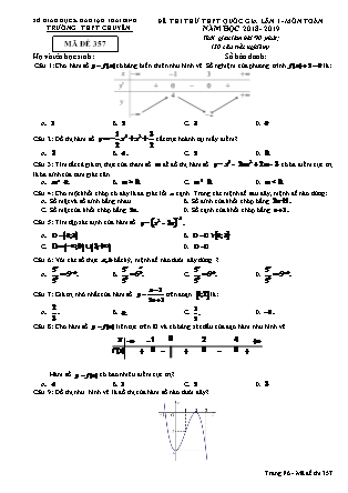 Đề thi thử THPT Quốc gia lần 1 môn Toán - Mã đề 357 - Năm học 2018-2019 - Sở GD&ĐT Thái Bình