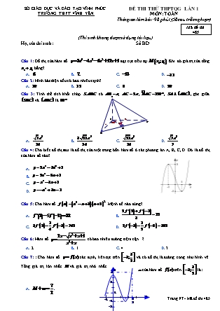 Đề thi thử THPT Quốc gia lần 1 môn Toán - Mã đề 485 - Trường THPT Vĩnh Tiến