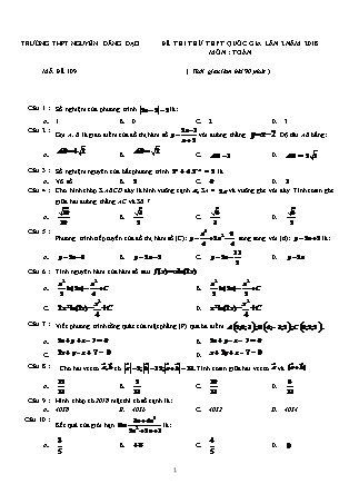Đề thi thử THPT Quốc gia lần 2 năm 2018 môn Toán - Mã đề 109 - Trường THPT Nguyễn Đăng Đạo