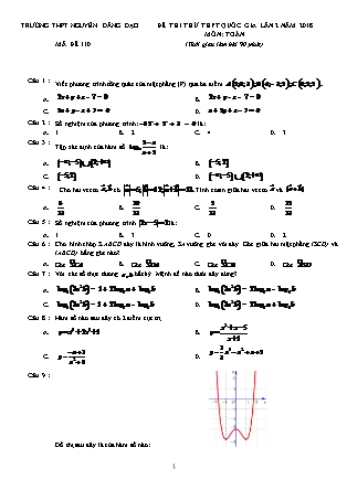 Đề thi thử THPT Quốc gia lần 2 năm 2018 môn Toán - Mã đề 110 - Trường THPT Nguyễn Đăng Đạo