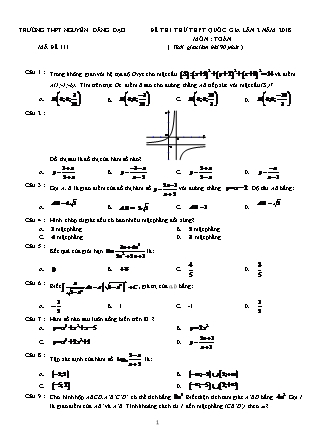 Đề thi thử THPT Quốc gia lần 2 năm 2018 môn Toán - Mã đề 111 - Trường THPT Nguyễn Đăng Đạo