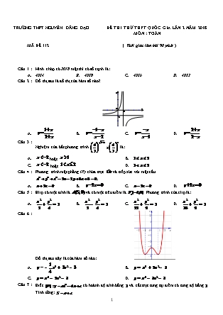 Đề thi thử THPT Quốc gia lần 2 năm 2018 môn Toán - Mã đề 112 - Trường THPT Nguyễn Đăng Đạo