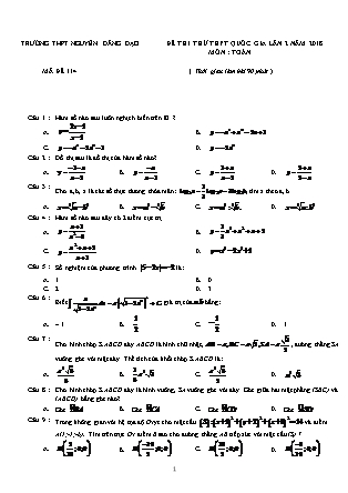 Đề thi thử THPT Quốc gia lần 2 năm 2018 môn Toán - Mã đề 114 - Trường THPT Nguyễn Đăng Đạo