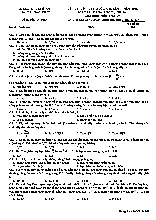Đề thi thử THPT Quốc gia lần II năm 2018 môn Vật lý - Mã đề 201 - Sở GD&ĐT Nghệ An