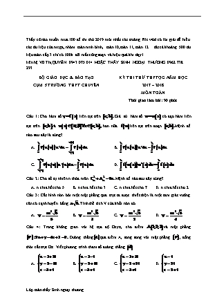 Đề thi thử THPT Quốc gia môn Toán - Năm học 2017-2018