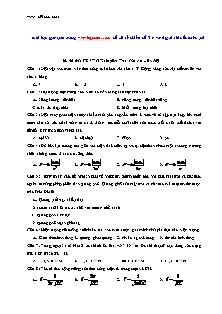 Đề thi thử THPT Quốc gia môn Vật lý Lớp 12 - Trường THPT chuyên Chu Văn An (Kèm đáp án)