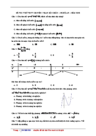 Đề thi thử THPT Quốc gia năm 2018 môn Toán Lớp 12 - Trường THPT chuyên Phan Bội Châu