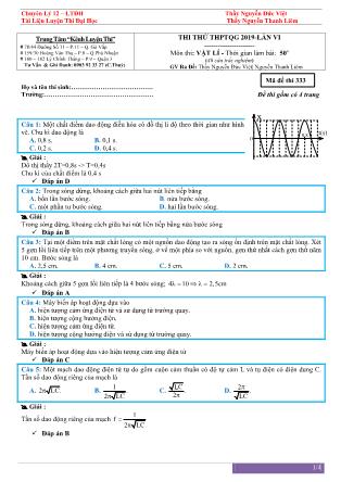Đề thi thử THPT Quốc gia năm 2019 lần VI môn Vật lý Lớp 12 - Mã đề 333 - Nguyễn Đức Việt