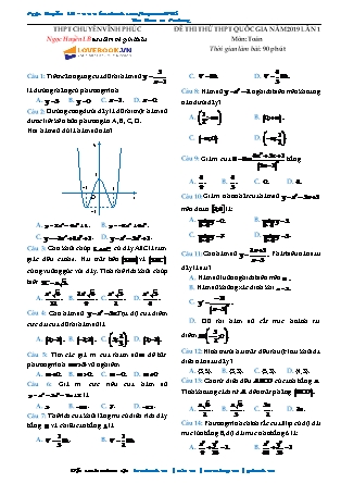 Đề thi thử THPT Quốc gia năm 2019 môn Toán - Lần 1 - Trường THPT chuyên Vĩnh Phúc