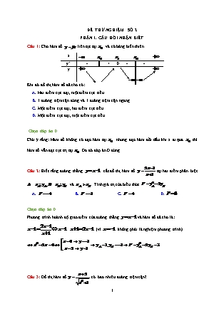 Đề thử nghiệm số 2 môn Toán - Phần 1: Câu hỏi nhận biết