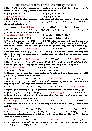 Hệ thống bài tập ôn thi Quốc gia môn Vật lý Lớp 11 (Có đáp án)