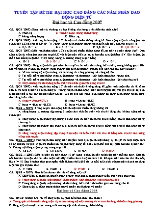 Luyện tập đề thi Đại học , Cao đẳng môn Vật lý - Phần Dao động điện từ (Có đáp án)