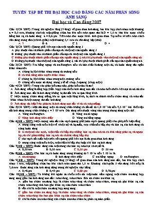 Luyện tập đề thi Đại học , Cao đẳng môn Vật lý - Phần Sóng ánh sáng (Có đáp án)