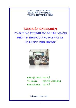 Sáng kiến kinh nghiệm Tạo hứng thú khi mở đầu bài giảng điện tử trong giảng dạy vật lý ở trường phổ thông