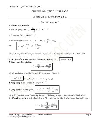 Tài liệu ôn thi môn Vật lý Lớp 12 - Chương 6 : Lượng tử ánh sáng - Phạm Thị Ngọc Uyên