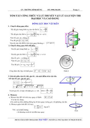 Tóm tắt công thức và lý thuyết luyện thi Đại học và Cao đẳng môn Vật lý Lớp 12  - Trương Đình Hùng