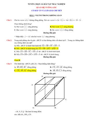 Tuyển chọn 124 bài tập trắc nghiệm môn Hình học Lớp 12 - Quan hệ vuông góc (Có đáp án)