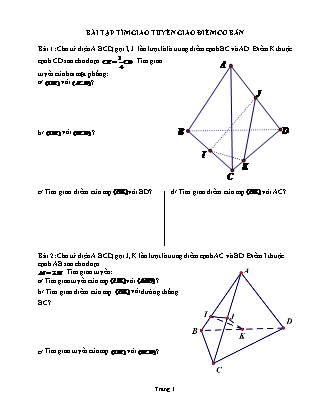 Bài tập tìm giao tuyến giao điểm cơ bản môn Toán Lớp 11