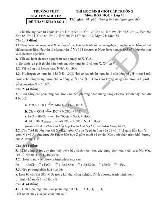 Đề thi học sinh giỏi cấp trường môn Hóa học Lớp 10 - Đề tham khảo số 2 - Trường THPT Nguyễn Khuyến