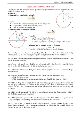 Đề cương ôn thi học kì 2 môn Vật lí Lớp 10 (Có lời giải) - Chủ đề: Chuyển động tròn đều