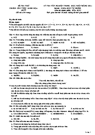 Đề thi tốt nghiệp THPT Quốc gia môn Hóa học (Có đáp án) - Đề số 9 - Năm học 2022-2023