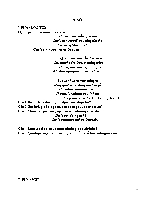 Bộ 4 đề thi môn Ngữ Văn vào Lớp 10 (Có đáp án)