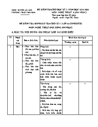 Đề kiểm tra cuối học kì I Âm nhạc 6 - Ngô Thị Thủy (Có đáp án + Ma trận)