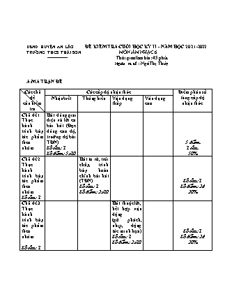 Đề kiểm tra cuối học kì II Âm nhạc 6 - Năm học 2021-2022 - Trường THCS Thái Sơn (Có đáp án + Ma trận)
