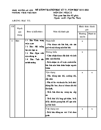 Đề kiểm tra cuối học kì II Âm nhạc 8 - Năm học 2022-2023 - Trường THCS Thái Sơn (Có đáp án + Ma trận)