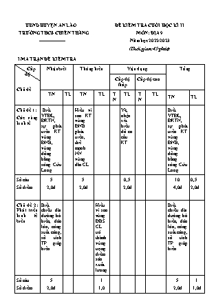 Đề kiểm tra cuối học kì II Địa lí 9 - Năm học 2022-2023 - Trường THCS Chiến Thắng (Có đáp án + Ma trận)