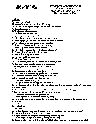 Đề kiểm tra cuối học kì II Giáo dục công dân 9 - Năm học 2022-2023 - Trường THCS Tân Viên (Có đáp án + Ma trận)