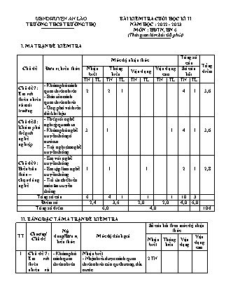 Đề kiểm tra cuối học kì II Hoạt động trai nghiệm hướng nghiệp 6 - Năm học 2022-2023 - Trường THCS Trường Thọ (Có đáp án + Ma trận)