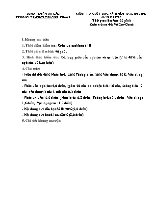 Đề kiểm tra cuối học kì II Khoa học tự nhiên 6 - Năm học 2022-2023 - Trường THCS Trường Thành (Có đáp án + Ma trận)