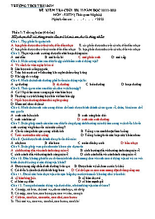 Đề kiểm tra cuối học kì II Khoa học tự nhiên 7 - Năm học 2022-2023 - Trường THCS Thái Sơn (Có đáp án + Ma trận)
