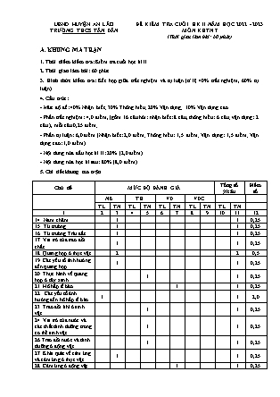 Đề kiểm tra cuối học kì II Khoa học tự nhiên 7 - Năm học 2022-2023 - Trường THCS Tân Dân (Có đáp án + Ma trận)