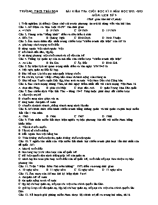 Đề kiểm tra cuối học kì II Lịch sử 9 - Năm học 2022-2023 - Trường THCS Thái Sơn