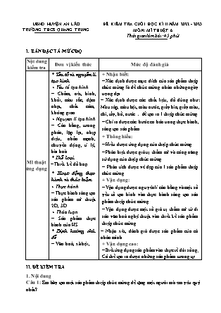 Đề kiểm tra cuối học kì II Mĩ thuật 6 - Năm học 2022-2023 - Trường THCS Quang Trung (Có đáp án + Ma trận)