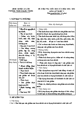 Đề kiểm tra cuối học kì II Mĩ thuật 7 - Năm học 2022-2023 - Trường THCS Quang Trung (Có đáp án + Ma trận)