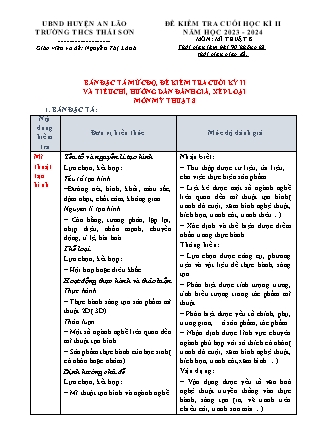 Đề kiểm tra cuối học kì II Mĩ thuật 8 - Năm học 2023-2024 - Trường THCS Thái Sơn (Có đáp án + Ma trận)