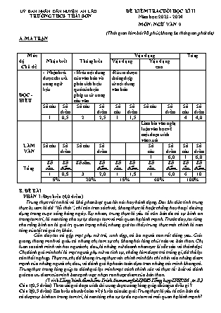 Đề kiểm tra cuối học kì II Ngữ văn 9 - Năm học 2023-2024 - Trường THCS Thái Sơn (Có đáp án + Ma trận)