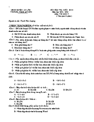 Đề kiểm tra cuối học kì II Tin học 7 - Năm học 2022-2023 - Trường THCS Mỹ Đức (Có đáp án + Ma trận)
