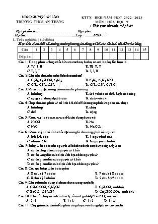 Đề kiểm tra cuối học kỳ II Hóa học 9 - Năm học 2022-2023 - Trường THCS An Thắng (Có đáp án + Ma trận)