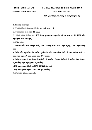 Đề kiểm tra cuối học kỳ II Khoa học tự nhiên 7 - Năm học 2022-2023 - Trường THCS Tân Viên (Có đáp án + Ma trận)