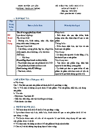 Đề kiểm tra cuối học kỳ II Mĩ thuật 7 - Năm học 2022-2023 - Trường THCS An Thắng (Có đáp án + Ma trận)