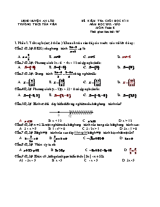 Đề kiểm tra cuối học kỳ II Toán 8 - Năm học 2022-2023 - Trường THCS Tân Viên (Có đáp án + Ma trận)